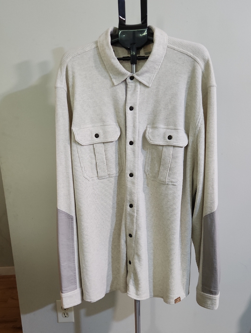 L.L. Bean Cream Waffleknit Button Up Shirt. 3XLT.